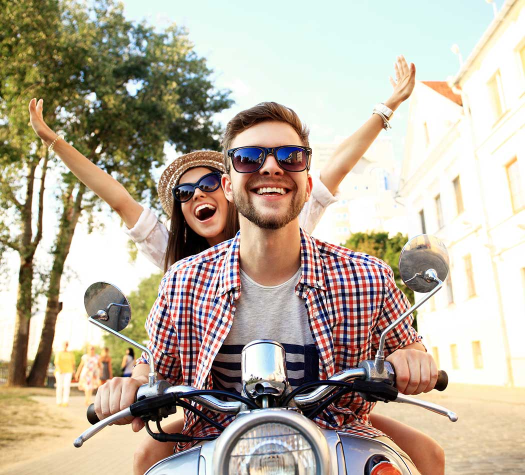Couple on bike near The Larkspur