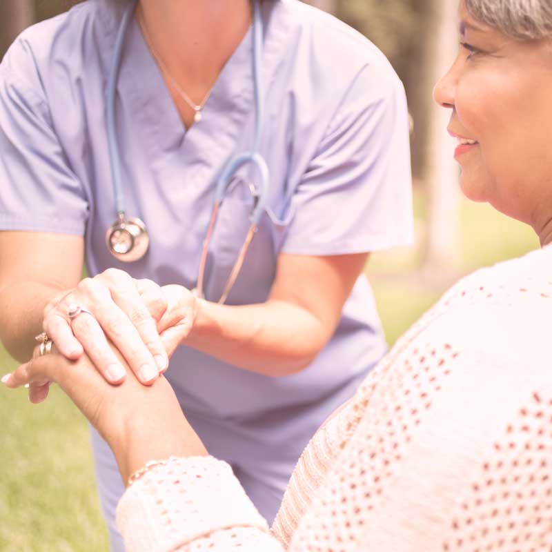 Senior living resident with a nurse