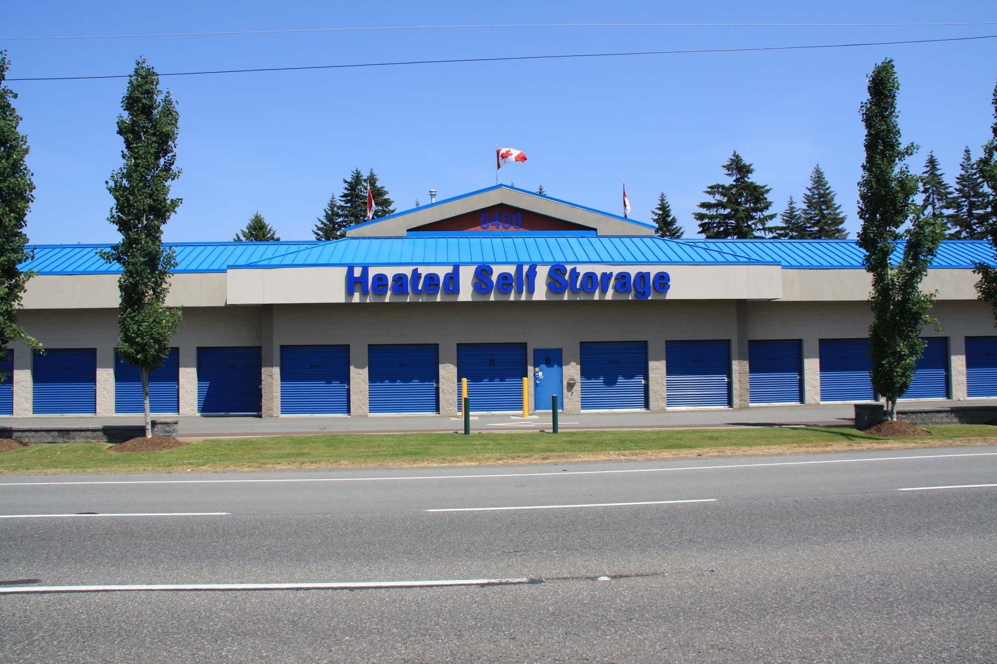 Exterior view of Budget Self Storage in Nanaimo, British Columbia. 