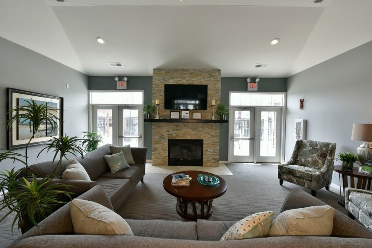 Spacious living room at Overlook Apartments in Elsmere, KY