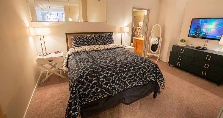 Bedroom at The Bingham in Cleveland
