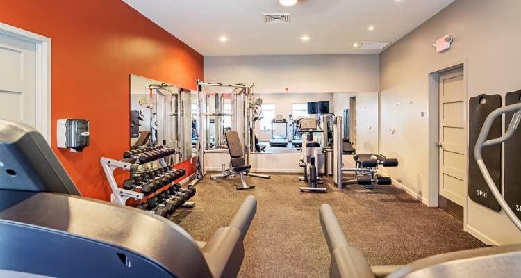 Fitness center at Eden Square Apartments