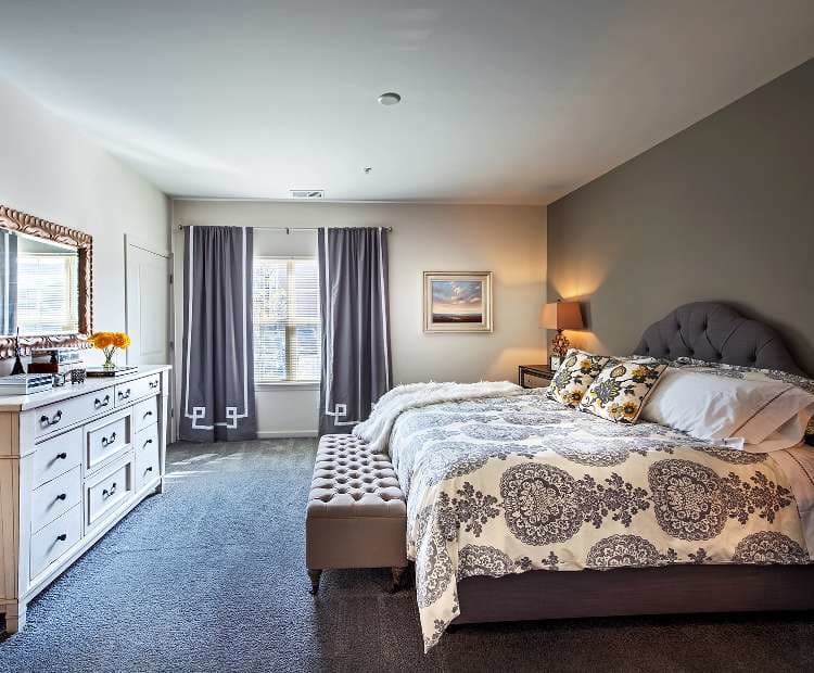 Well decorated bedroom at Eden Square Apartments in Cranberry Township, PA