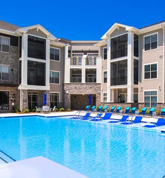 Pool at our apartments in Huntersville, NC