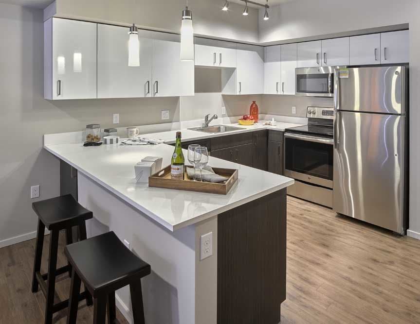 The Maverick offers modern kitchens.