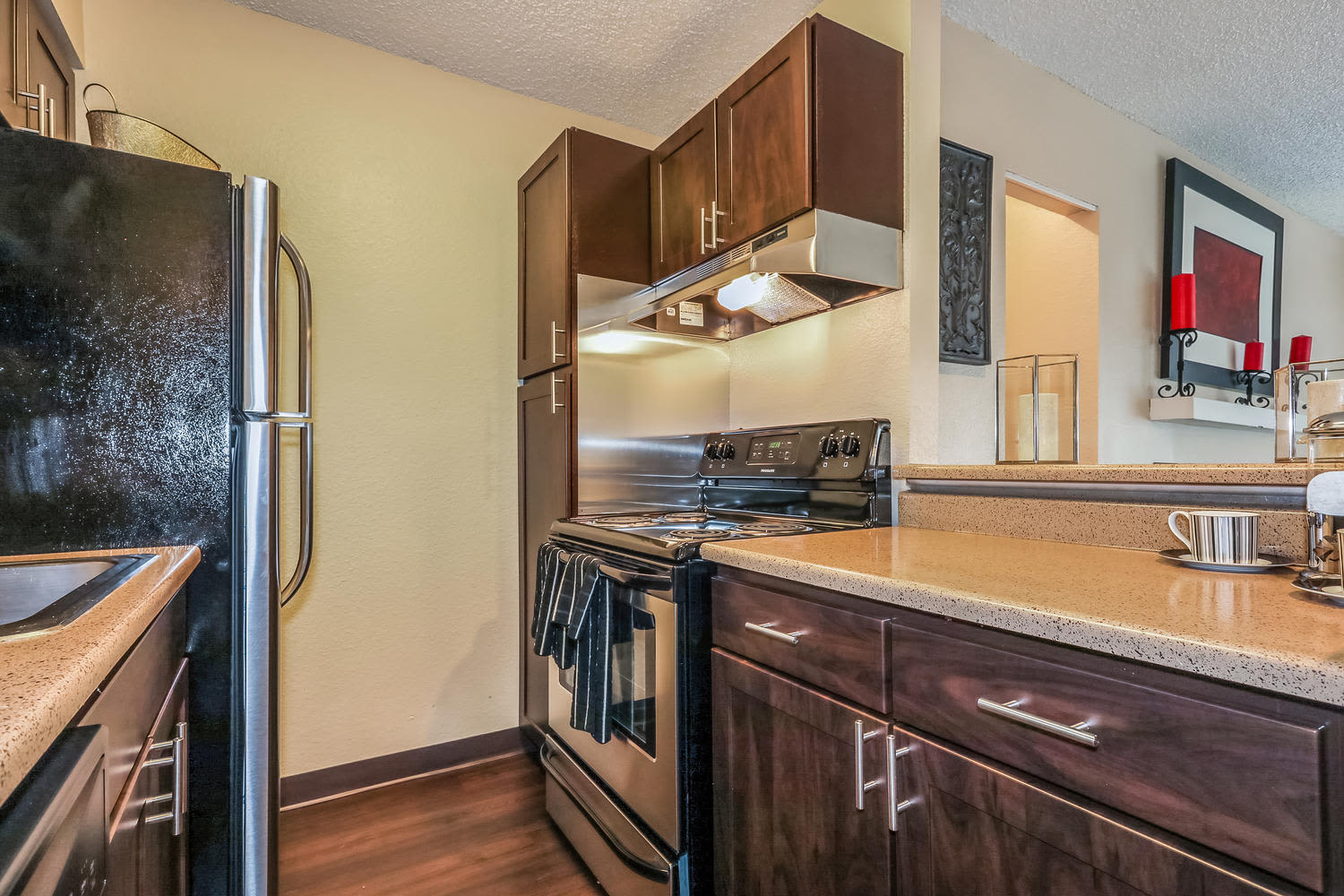Master bedroom at City Center Station Apartments in Aurora,