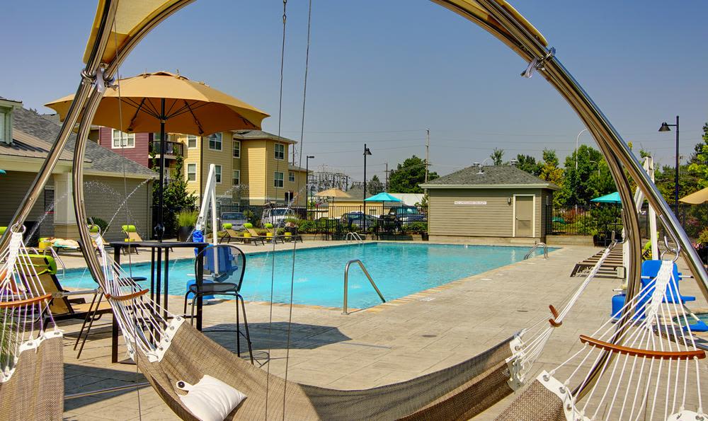 Poolside Hammock Area at Terrene at the Grove in Wilsonville,OR