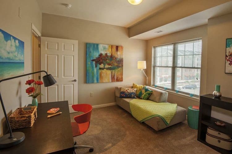 Cozy bedroom at Rochester Village Apartments at Park Place in Cranberry Township, Pennsylvania