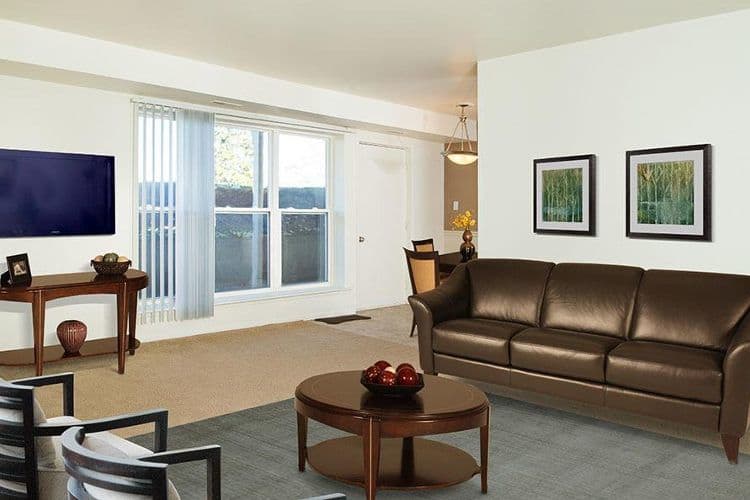 Spacious living room at Hillcrest Village in Niskayuna, NY