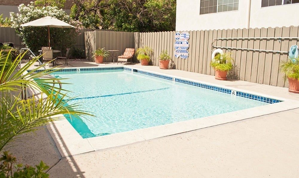 Outdoor pool at The Newporter in Tarzana, California
