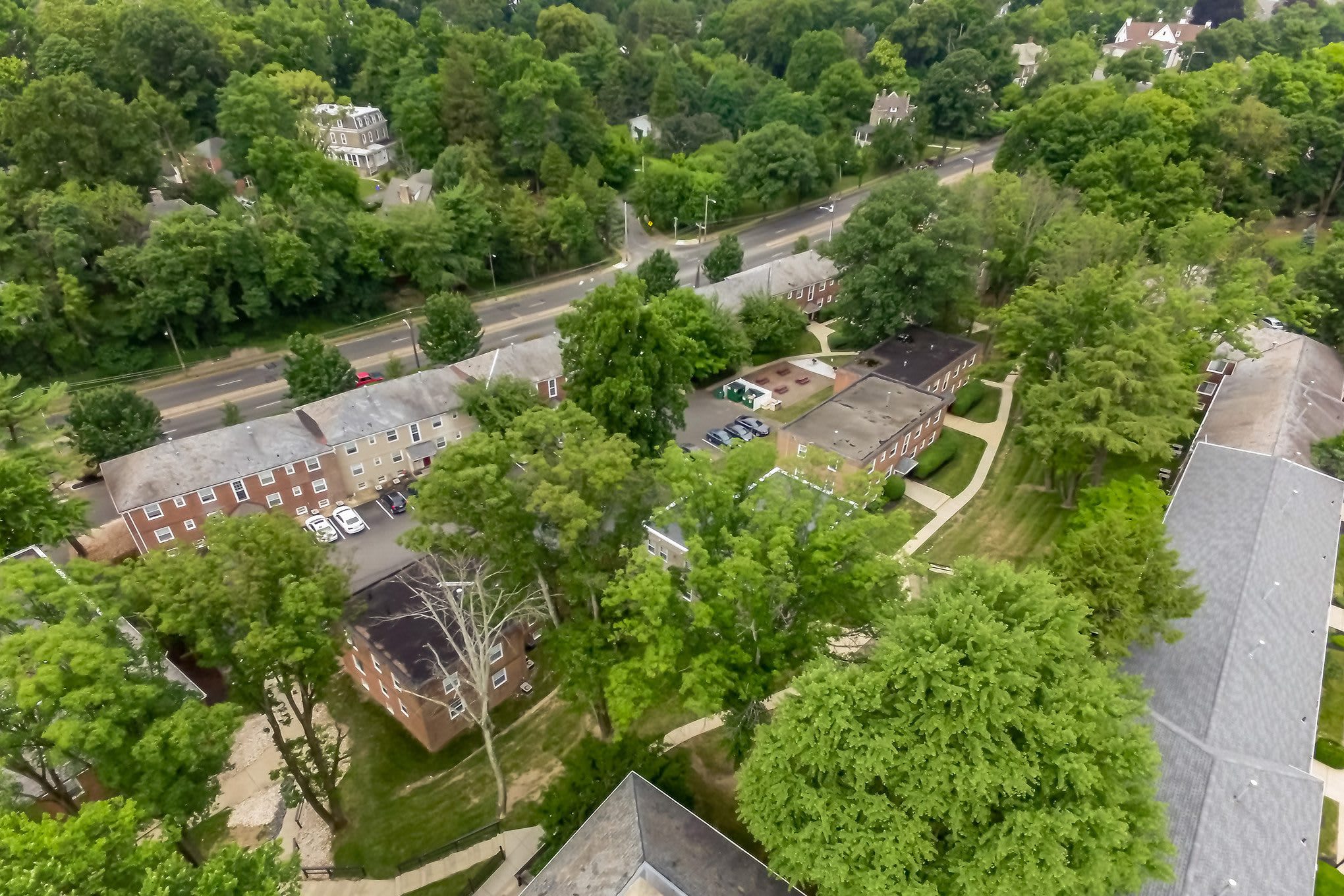 aerial view of Melrose Station Apartments in Elkins Park, Pennsylvania