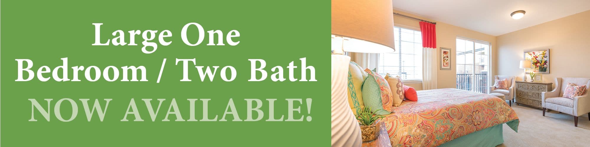 Large one Bedroom/ Two Bath Now Available