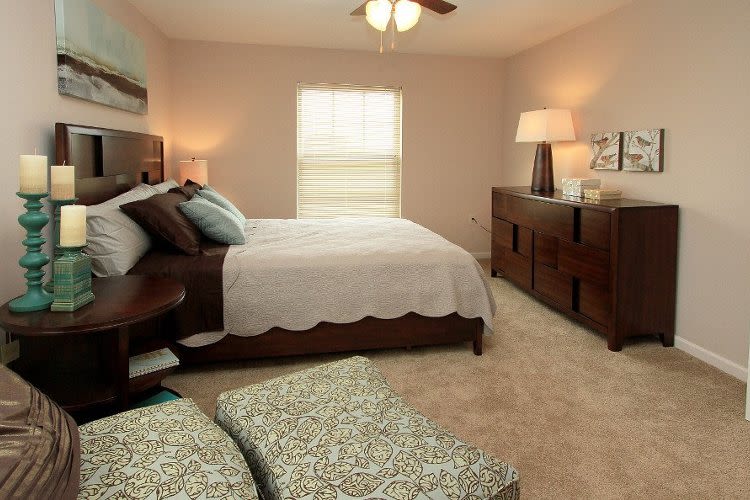 Beautifully designed bedroom at Preserve at Autumn Ridge in Watertown, NY