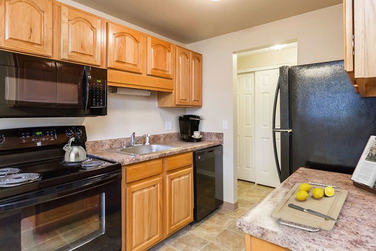 Modern kitchen in our apartments in Rochester, NY