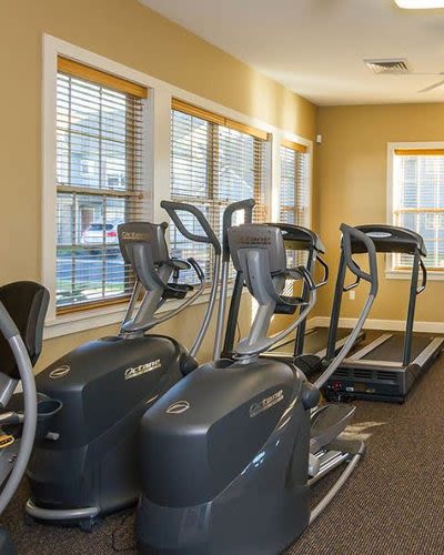 Fitness center at North Ponds Apartments in Webster, New York