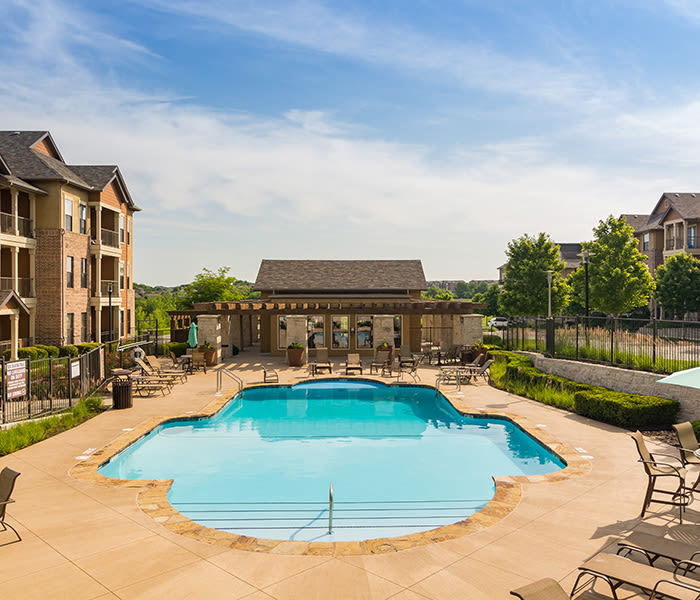 Gorgeous swimming pool area at West End at City Center in Lenexa