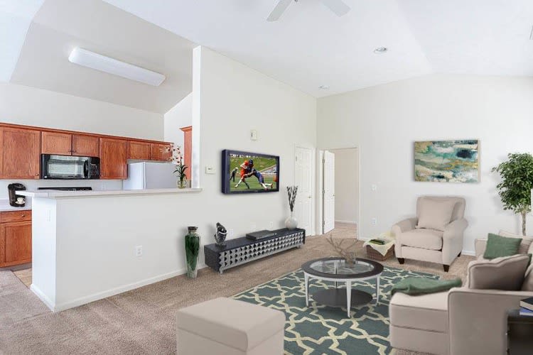 Kitchen and living room at Webster Green