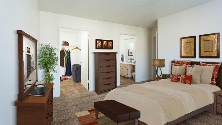 Well decorated bedroom at Westview Commons Apartments in Rochester