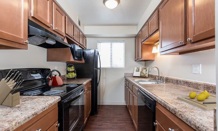 Upgraded kitchen at Crossroads Apartments in Spencerport, New York