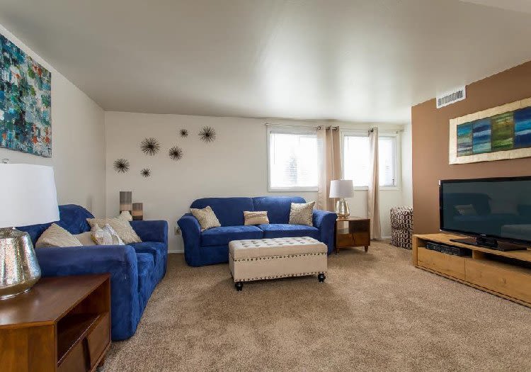 Cozy living room at Idylwood Resort Apartments in Cheektowaga, New York