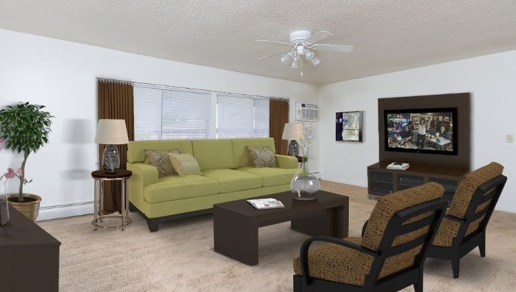 Cozy living room at Creek Hill Apartments & White Oak Apartments home