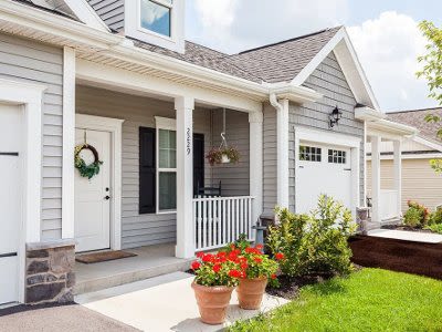 Apartment front exterior view at The Links at CenterPointe Townhomes in Canandaigua, NY