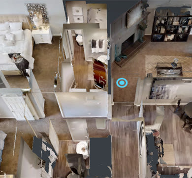Cozy modern living room at Lenexa.