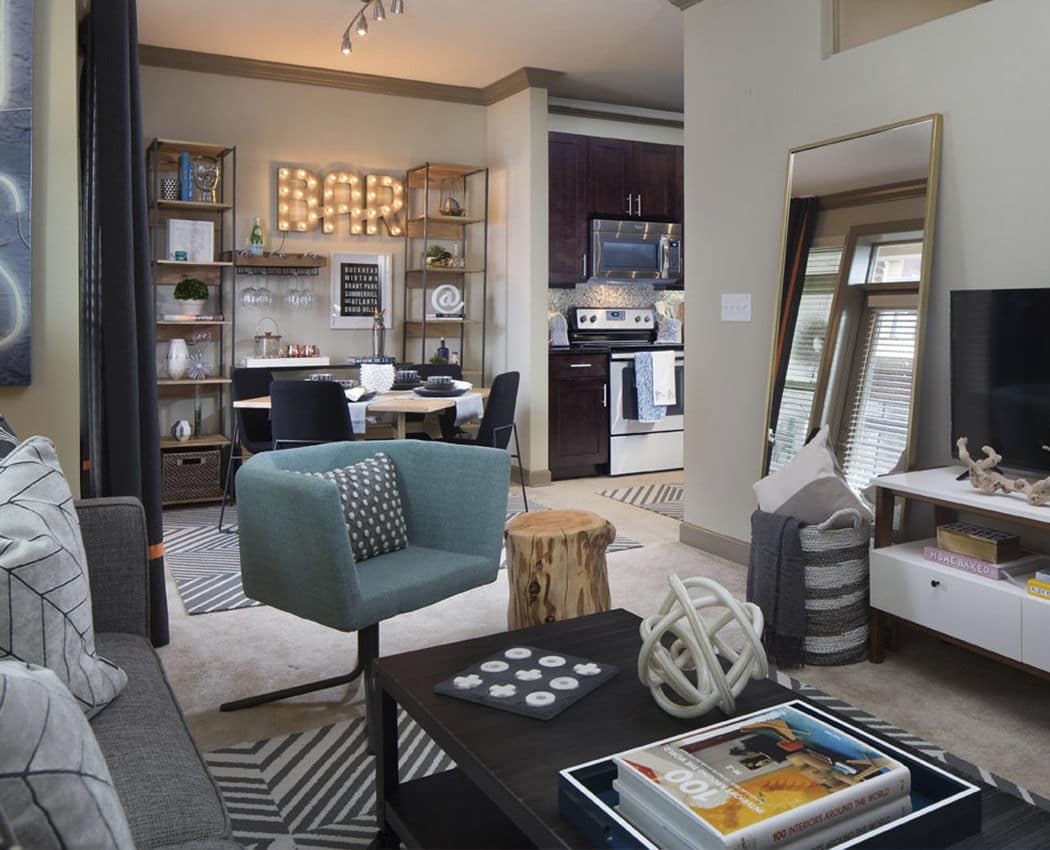 Well-decorated model apartment home at Emory Point