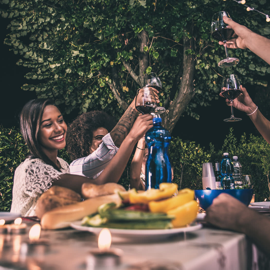 Residents celebrating together at Alta Blu in Chapel Hill, North Carolina
