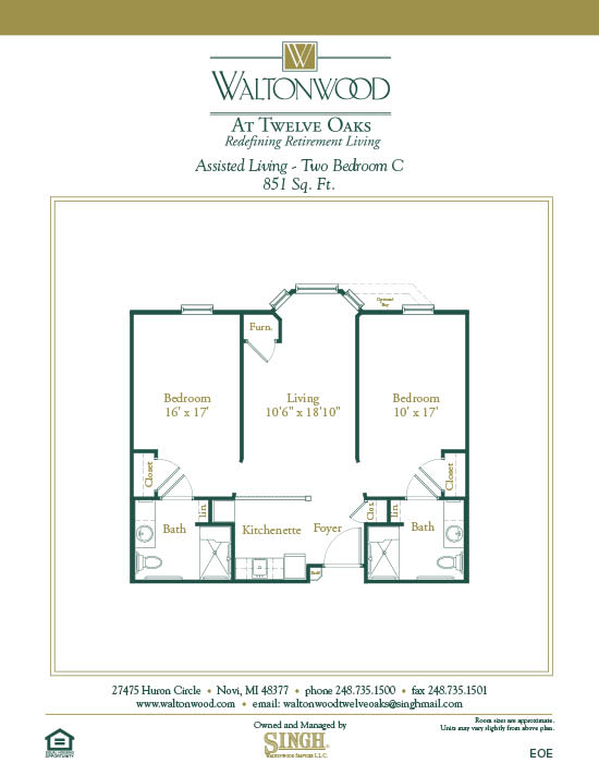 Senior Living Floor Plans Waltonwood Twelve Oaks