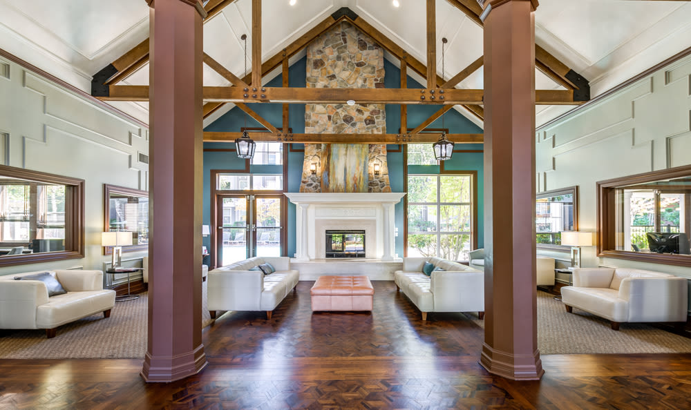interior clubhouse lounge area at HighGrove Apartments