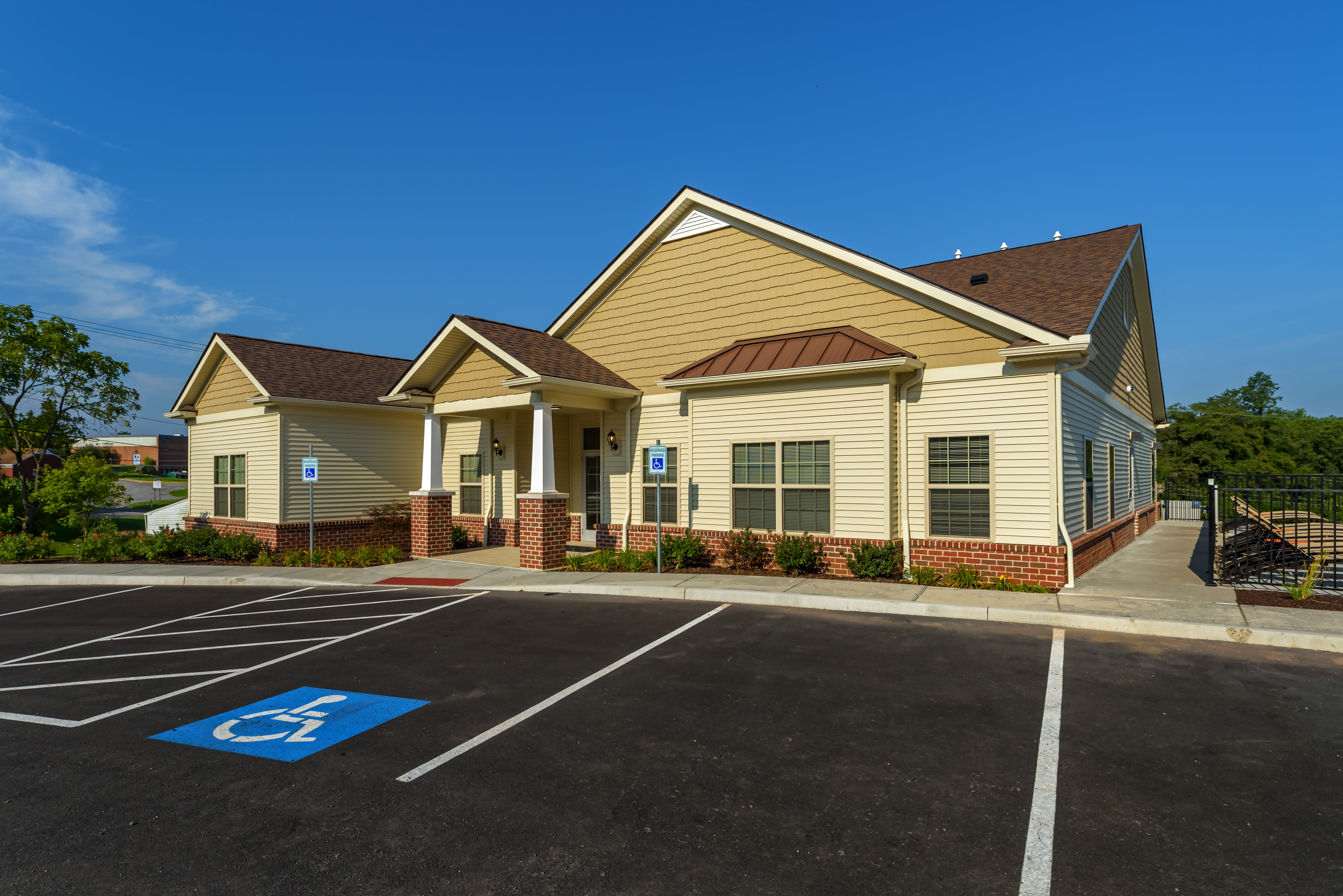 Clubhouse exterior at The Kane at Gray's Landing in Aliquippa Pennsylvania