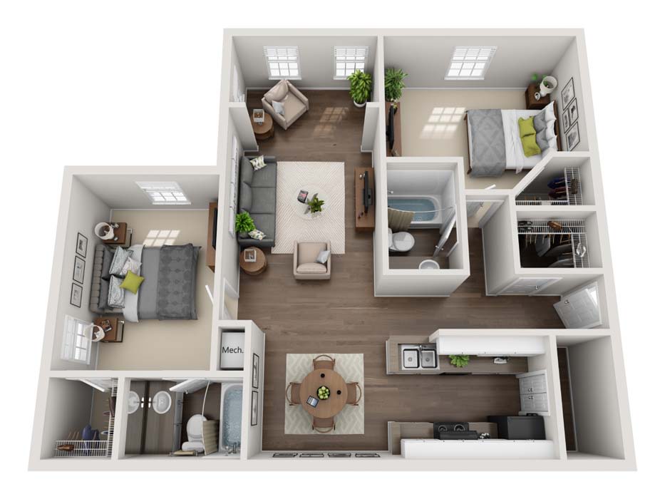 View 2 Bedroom Floor Plans at The Park at Riverview | Apartments in Atlanta, Georgia