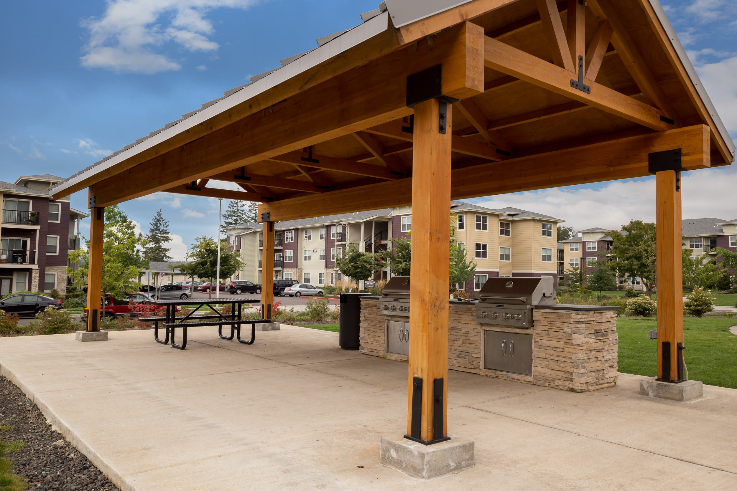 Outdoor Covered BBQ at Terrene at the Grove in Wilsonville,OR