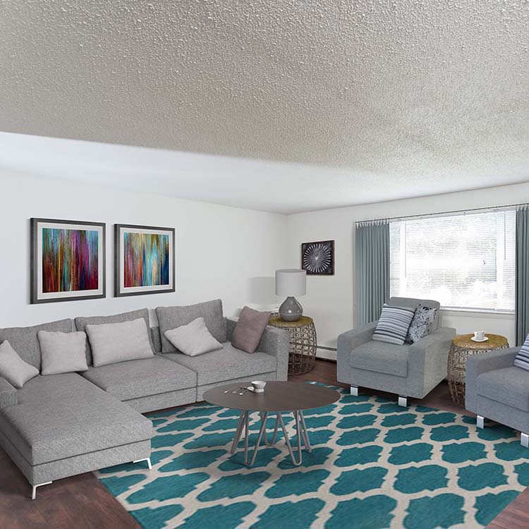 Spacious living room at Perinton Manor Apartments