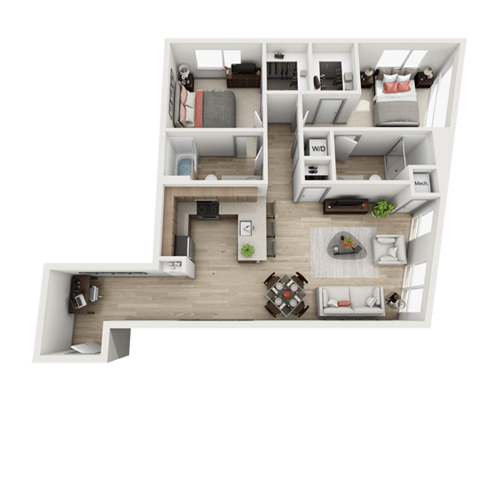 View 2 Bedroom Floor Plans at Oxford Station Apartments | Apartments in Englewood, Colorado