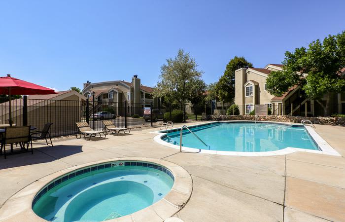 swimming pool at Deerfield Apartments in Denver