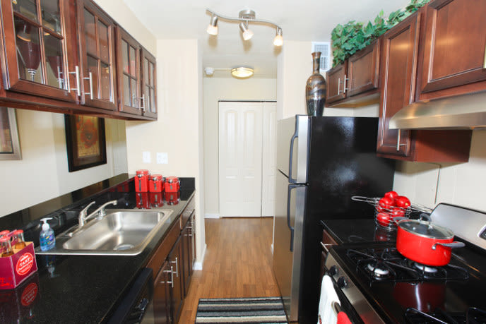 Model kitchen at Towson apartments