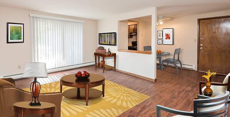 Spacious living room at Paradise Lane Apartments home