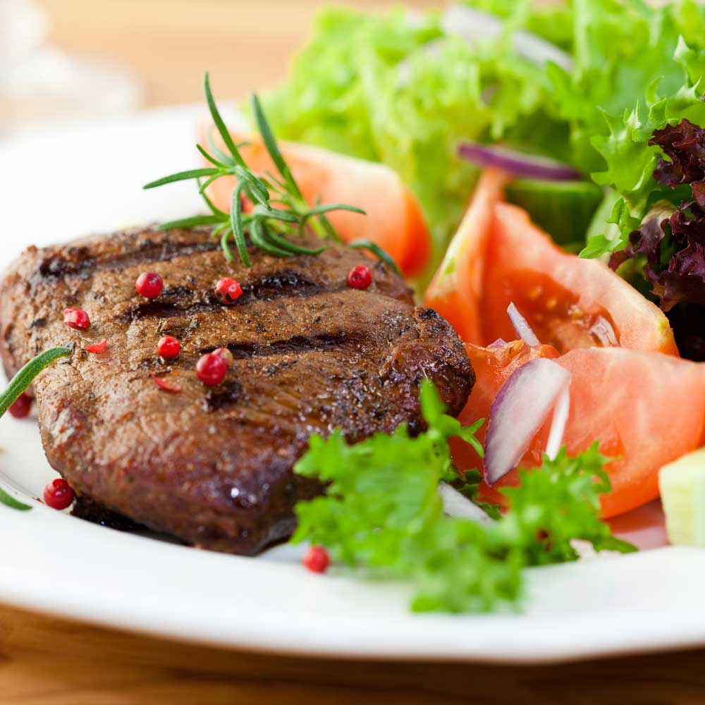 Steak dinner option at Brightwater Senior Living of Linden Ridge in Winnipeg, Manitoba