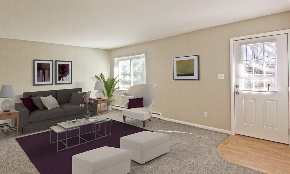 Bright living room at The Summit at Ridgewood in Fort Wayne, Indiana