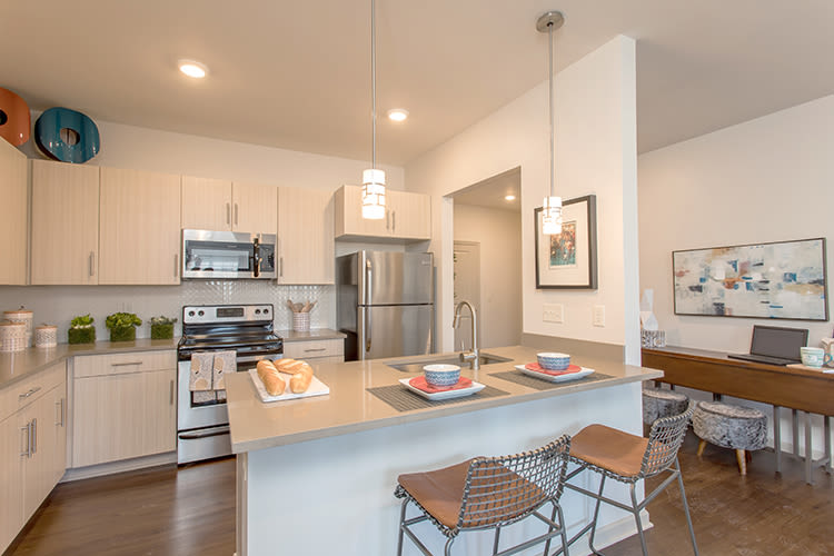 Upgraded kitchen at Fairview at Town Center in Rochester, NY