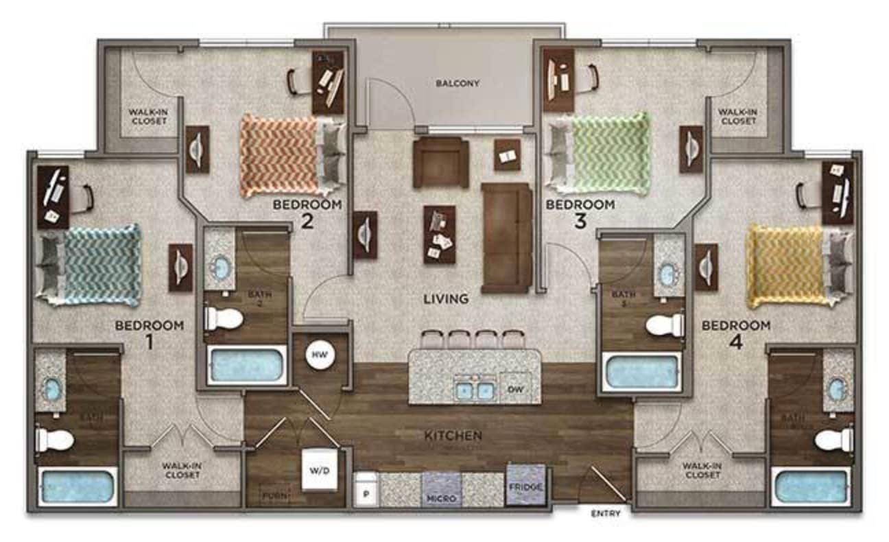 Studio 1 2 3 4 Bedroom Student Housing In Tallahassee Fl Quantum On West Call