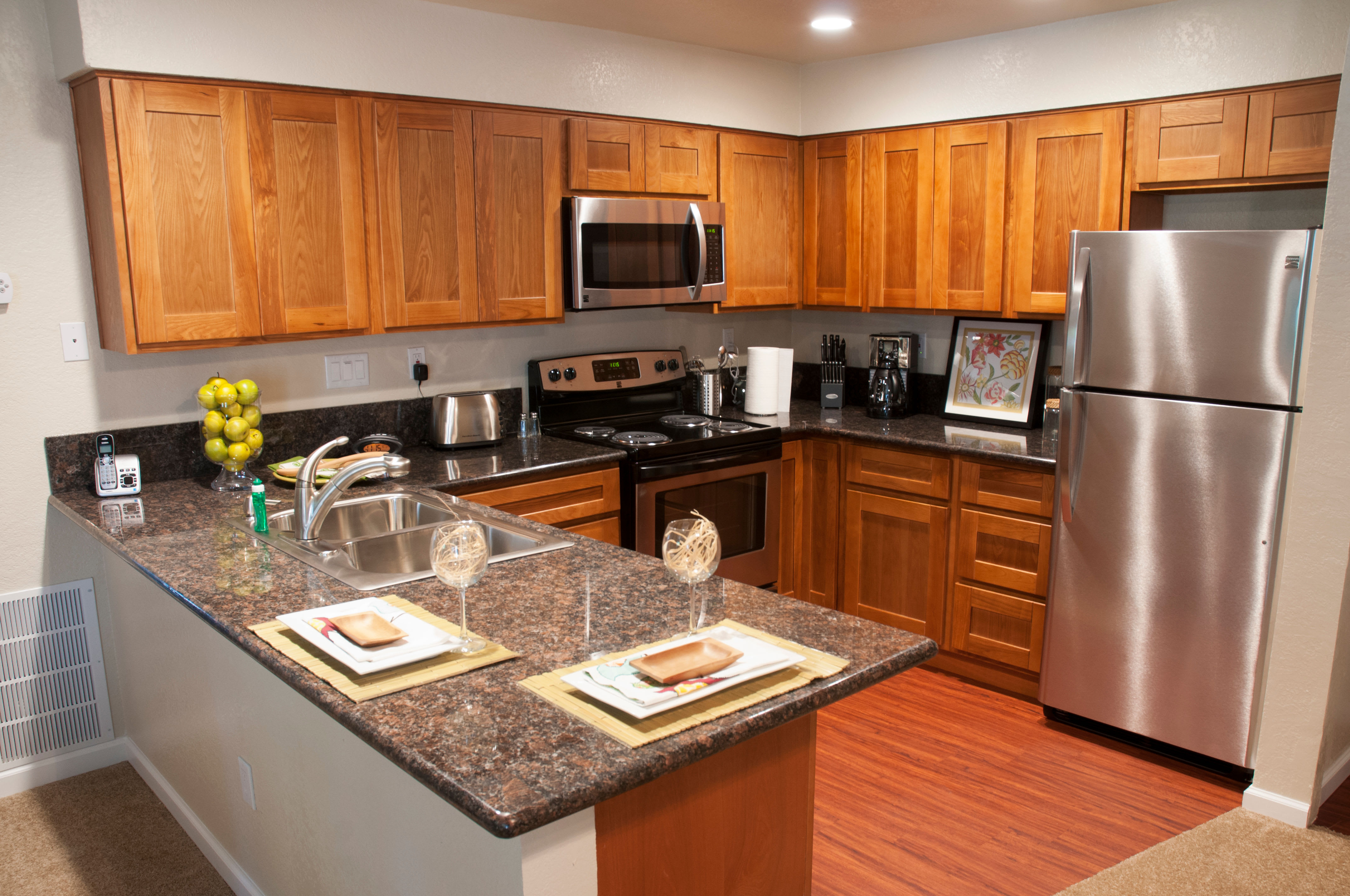 Our apartments in Modesto, California showcase a beautiful kitchen