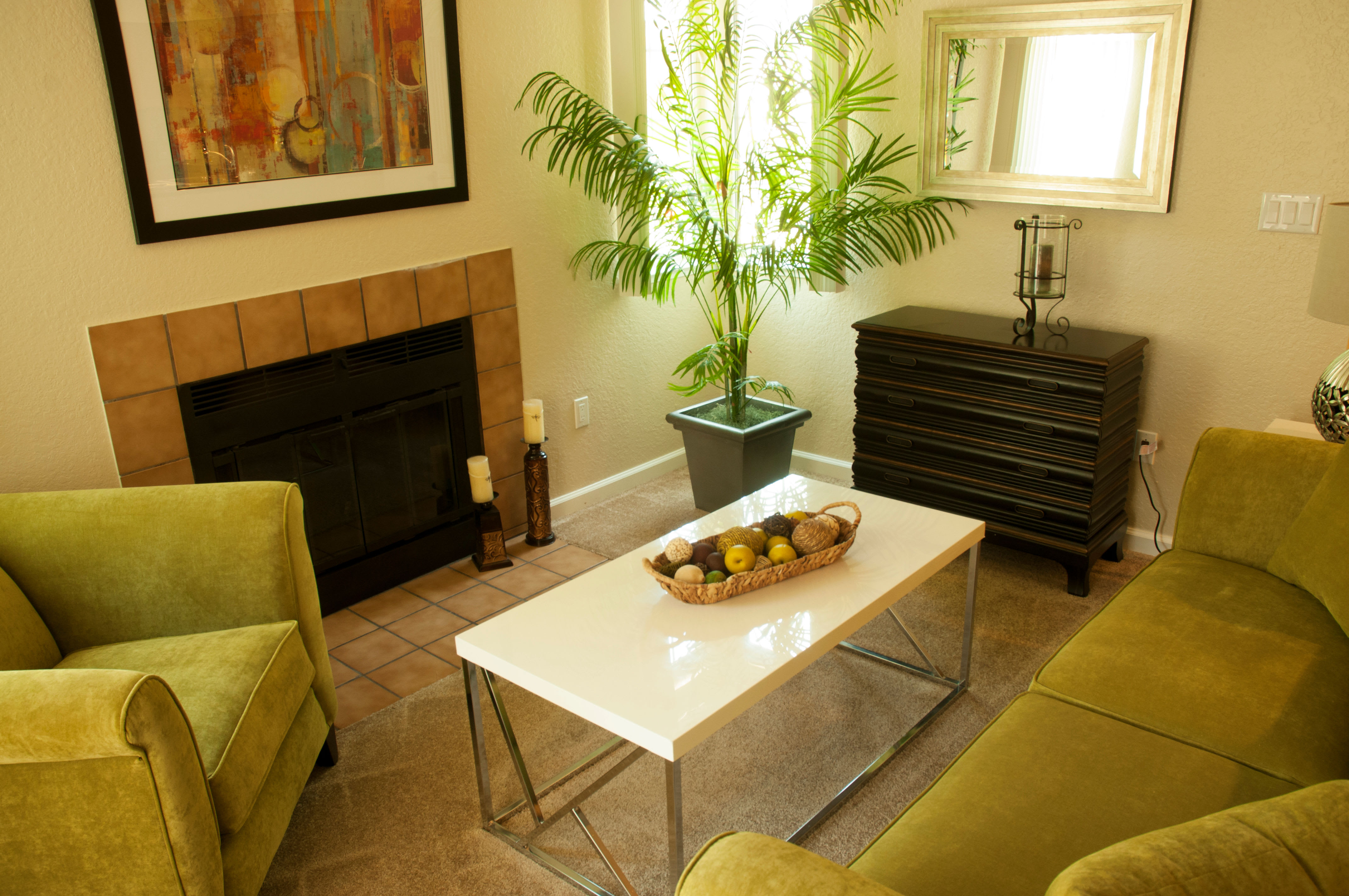 Modern living room at Carmel Woods in Modesto, California