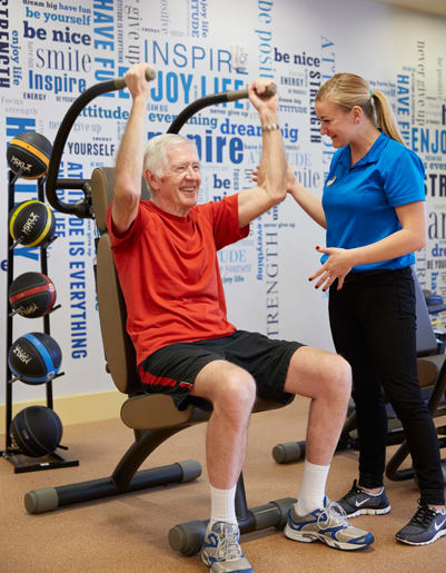 Assisted living resident working out at Sagewood at Daybreak