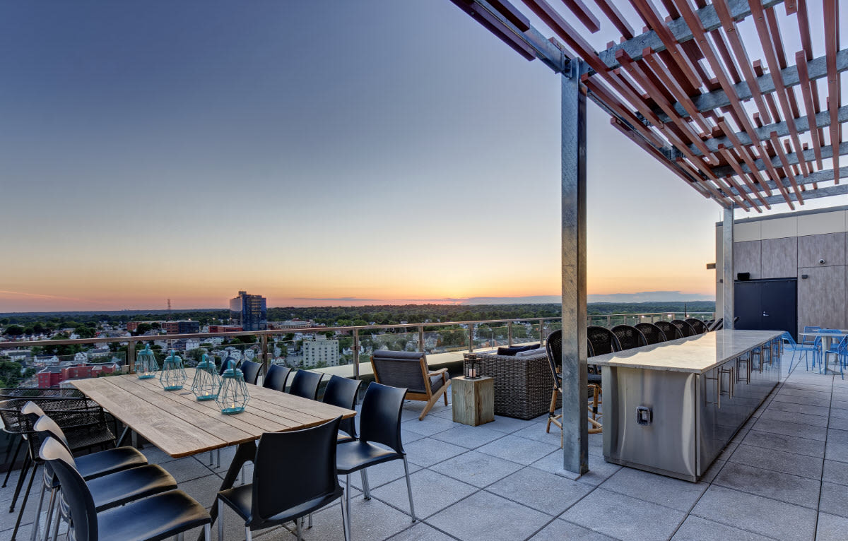 A posh rooftop lounge at Vela on the Park