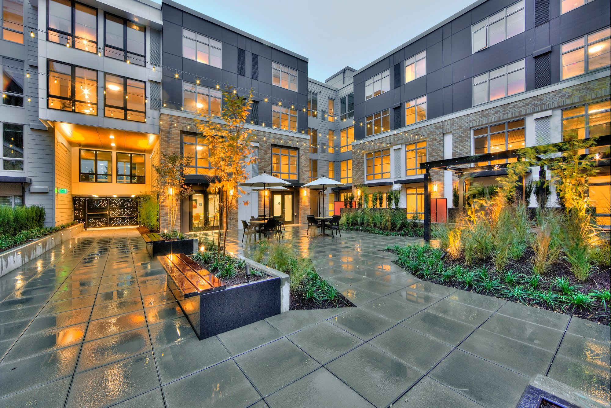 Courtyard patio of The Lyric in Seattle, Washington
