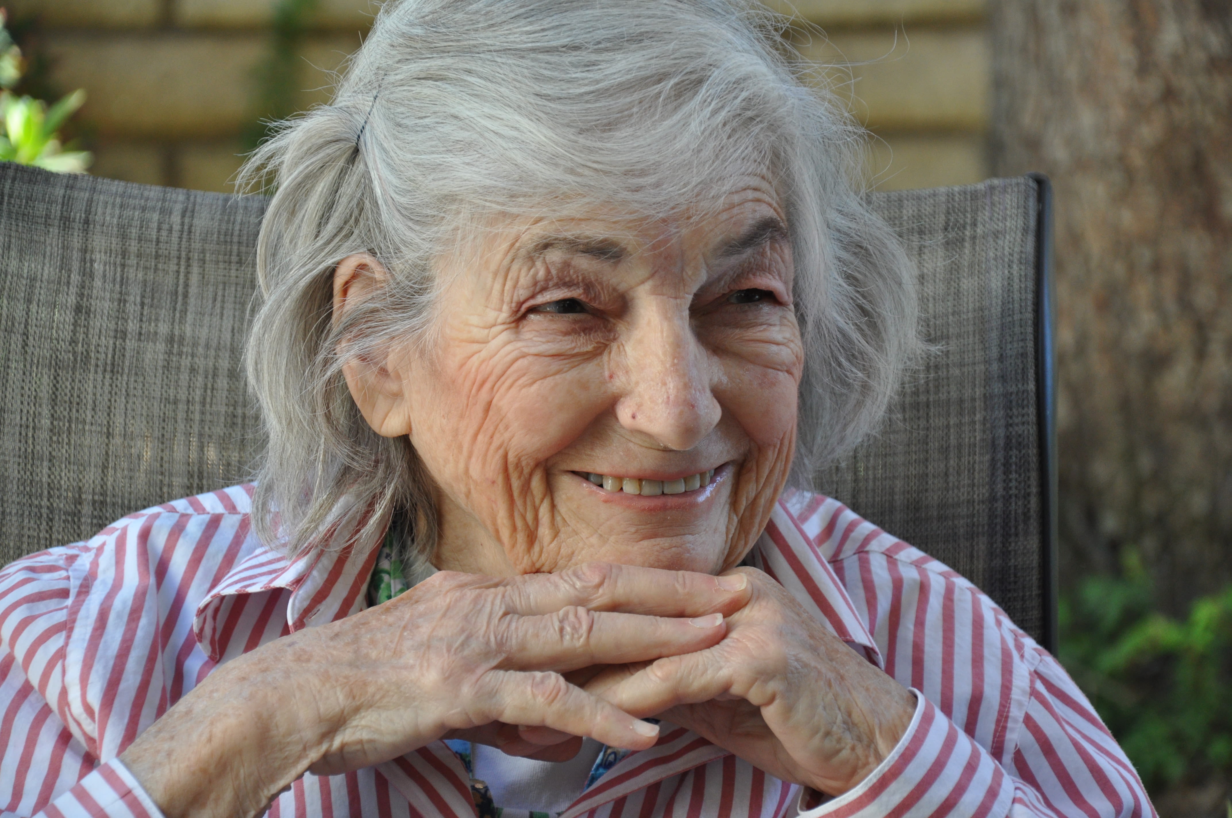 A resident enjoying the scenery at Regency Park Senior Living, Inc. in Pasadena, California
