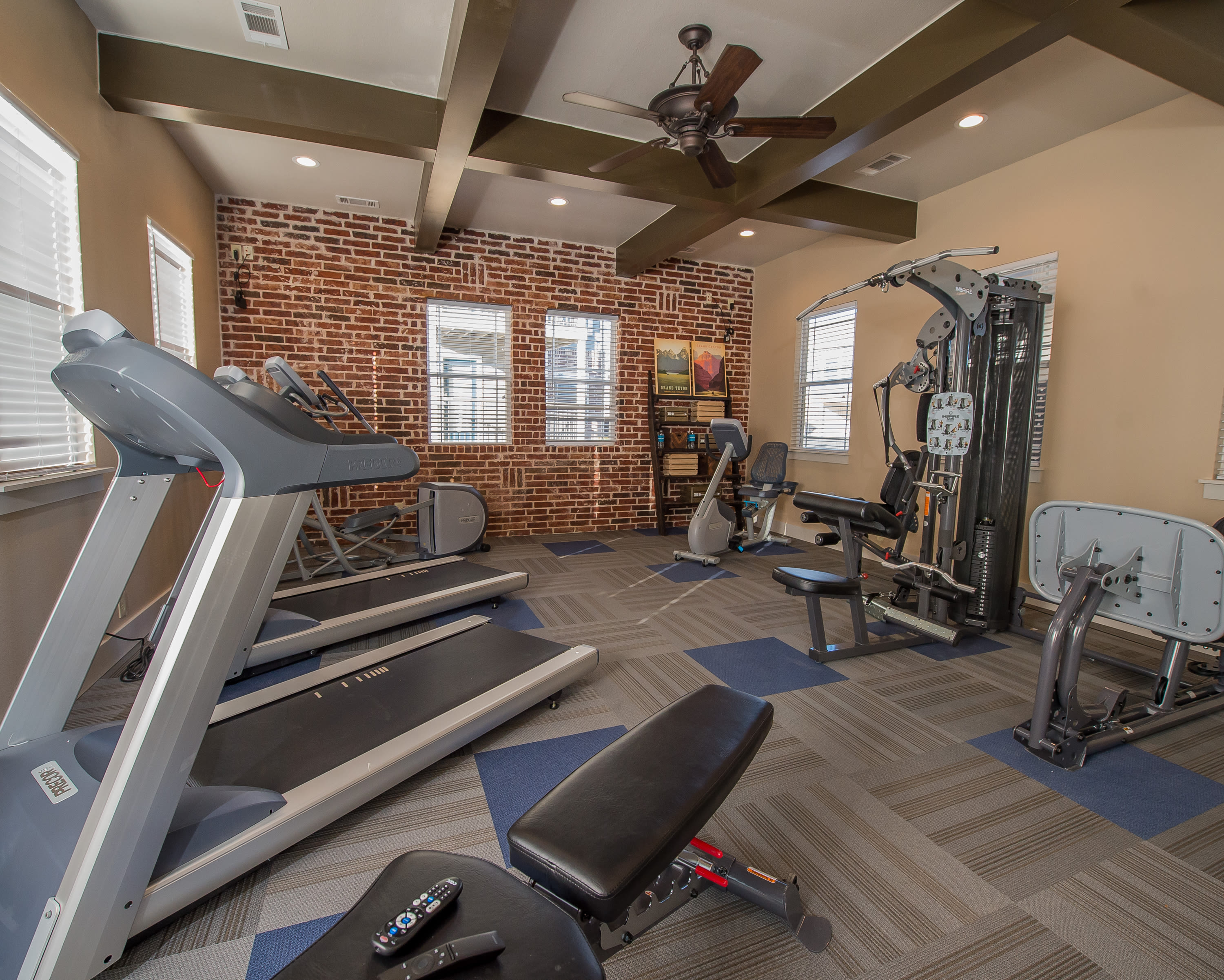 Private fitness center at Watercress Apartments in Maize, Kansas